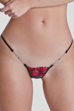 Lucky Cheeks: Luxury String Edition Christmas Flower Luxury V-String Black